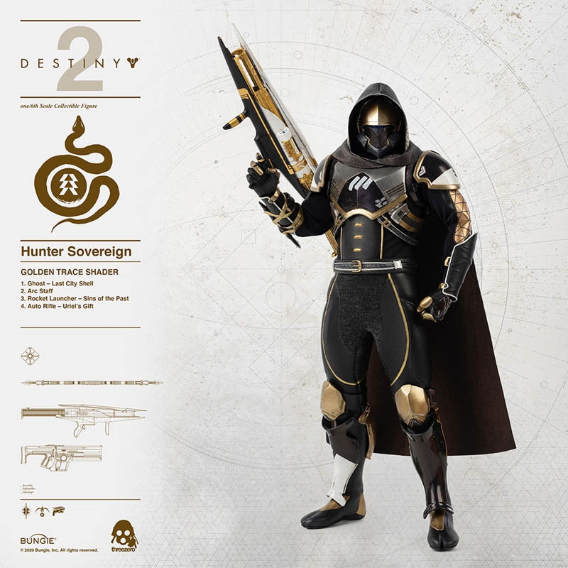 Hunter Sovereign (Golden Trace Shader) - Destiny 2 - Threezero 1/6 Scale Figure