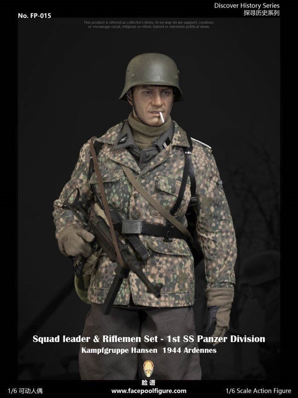 1st SS Panzer Division Kampfgruppe Hansen 1944 Ardennes Squad Leader - Facepool 1/6 Scale Figure