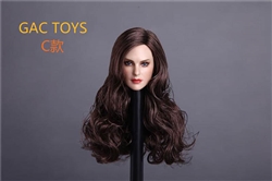 Caucasian  Women's Head Sculpt - Long Black Hair - GAC Toys 1/6 Scale