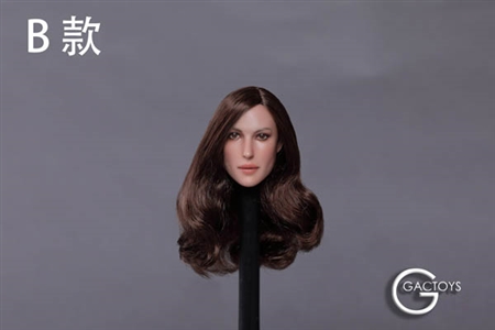 Caucasian Female Head - Long Curled Brown Hair - GAC Toys 1/6 Scale