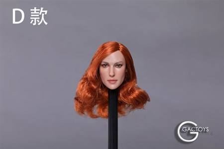 Caucasian Female Head - Mid-Length Curled Red Hair - GAC Toys 1/6 Scale