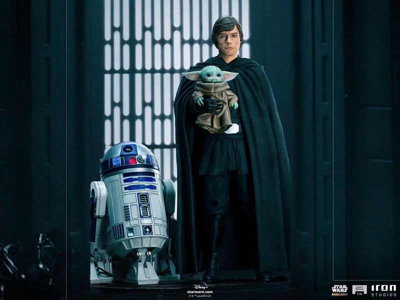 Luke Skywalker R2D2 and Grogu - The Mandalorian - Iron Studios 1/4 Scale Legacy Replica