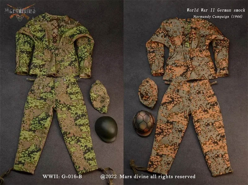German Smock Trouser and Helmet  Version B - World War II - Mars Divine 1/6 Scale Accessory Set