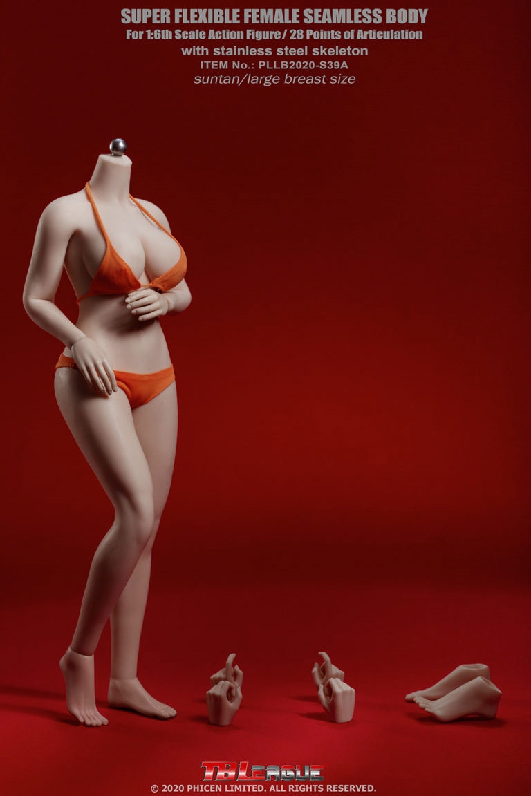 Female Super-Flexible Seamless Body without Head  in Suntan- Female Super-Flexible Seamless Bodies - Phicen/TBLeague 1/6 Scale Body