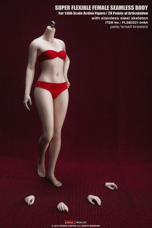 Small Bust Seamless Pale Body - No Head Attached Feet - TBLeague 1/6 Scale Figure