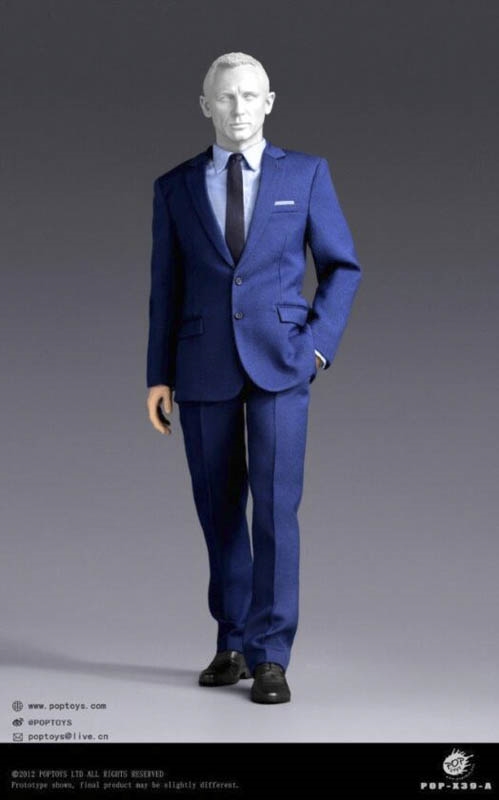 British Agent Suit Set  in Blue - POP Toys 1/6 Scale Accessory Set