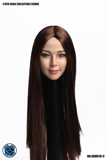 Asian Headsculpt 2.0 - Long Brown Hair - Superduck 1/6 Scale Accessory