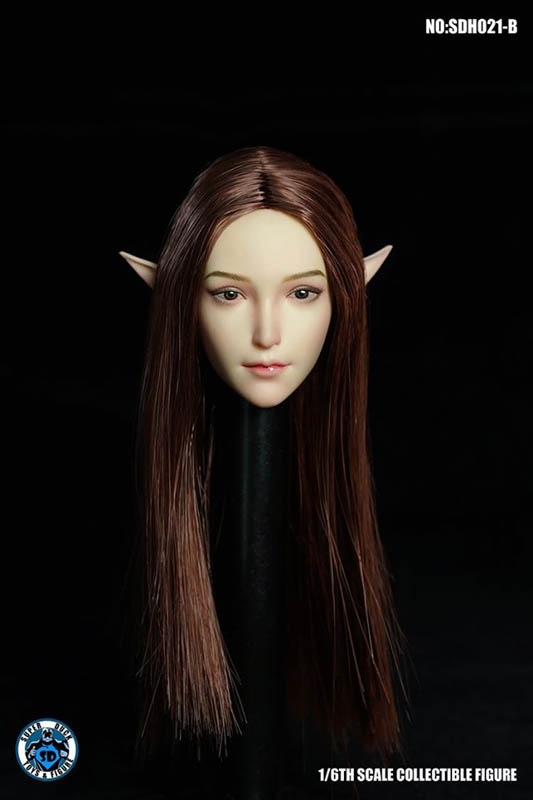 Female Head with Interchangeable Ears - Brown Hair - Super Duck 1/6 Scale Accessory
