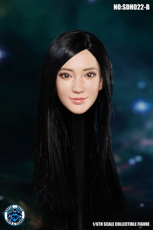 Asian Headsculpt - Black Straight Long Hair - Superduck 1/6 Scale Figure