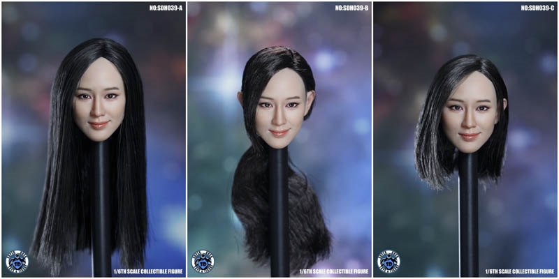 Female Asian Head Sculpt - Three Versions - Superduck 1/6 Scale Head Sculpt