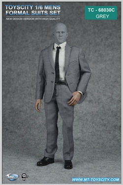 Men's Formal Suit Set - Grey Suit Version - Toys City 1/6 Scale Accessory
