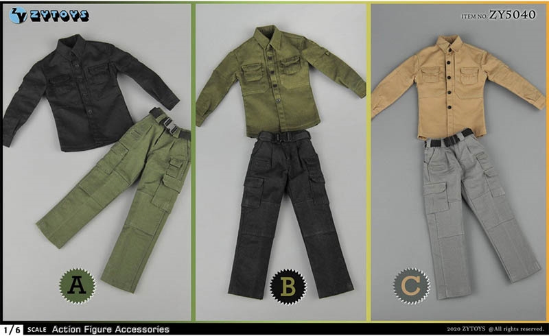 PMC Uniform - Three Color Options - ZY Toys 1/6 Accessory Set