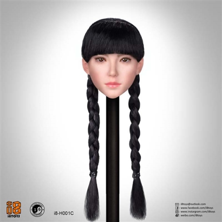 Female Head Sculpt - Long Black Braids - Superduck 1/6 Scale Accessory
