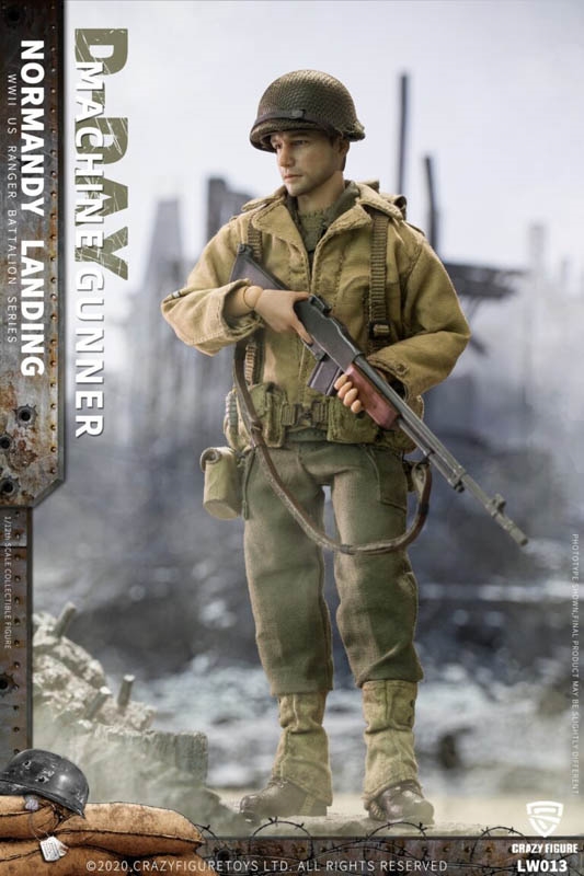 Crazy Figure LW013 1/12 WWII U.S Rangers On D-Day Machine Gunner Figure Toy 