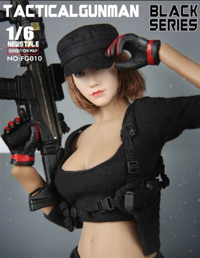 Female Tactical Shooter Combat Uniform Army - Black Version - Fire Girl 1/6 Scale Accessory