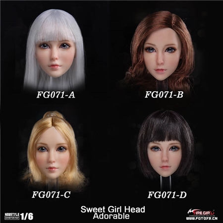 Sweet Girl Head Sculpture - Four Versions - Fire Girl Toys 1/6 Scale