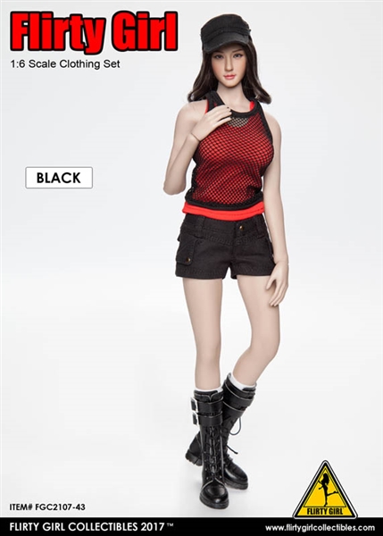 Combat Short Fashion Clothing Set in Black - Flirty Girl 1/6 Scale