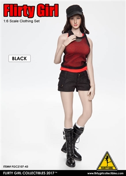 Combat Short Fashion Clothing Set in Black - Flirty Girl 1/6 Scale Accessory Set