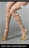Female Fashion Boots & Shoes in Gold - Flirty Girl 1/6 scale accessory