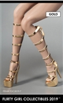 Female Fashion Boots & Shoes in Gold - Flirty Girl 1/6 scale accessory