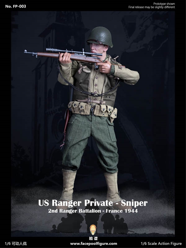 US Ranger Private Sniper World War II - Version A - Facepool 1/6 