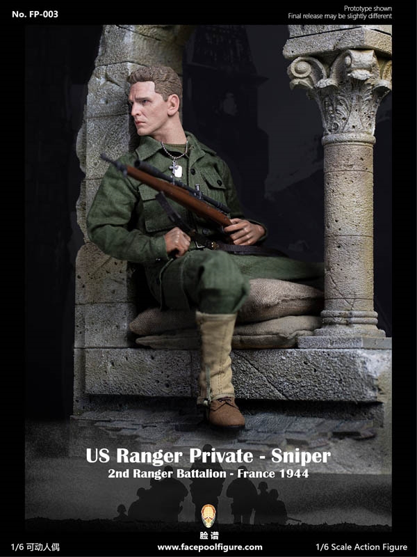 US Ranger Private Sniper World War II - Version B with Diorama - Facepool 1/6 Scale Figure