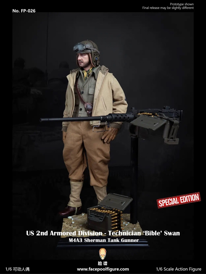 US 2nd Armored Division Version B – Technician Sherman Tank Gunner - Facepool 1/6 Scale Figure