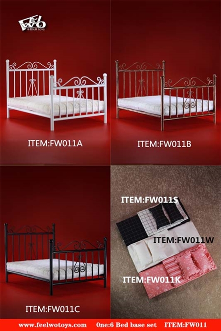 Metal Bed Base and Linen Sets - Six Options - FW Toys 1/6 Scale