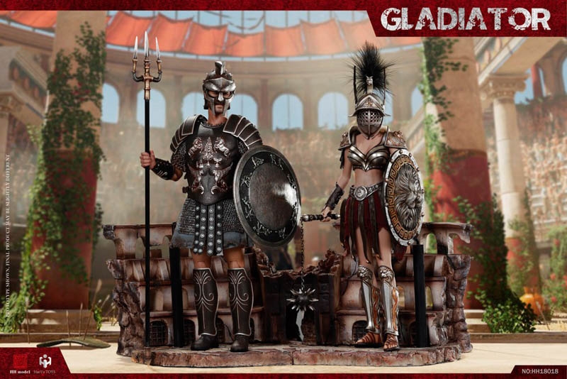 Empire Gladiator Set 1 - Imperial Female Warrior in Black and Empire Gladiator - HY Toys 1/6 Scale Figure