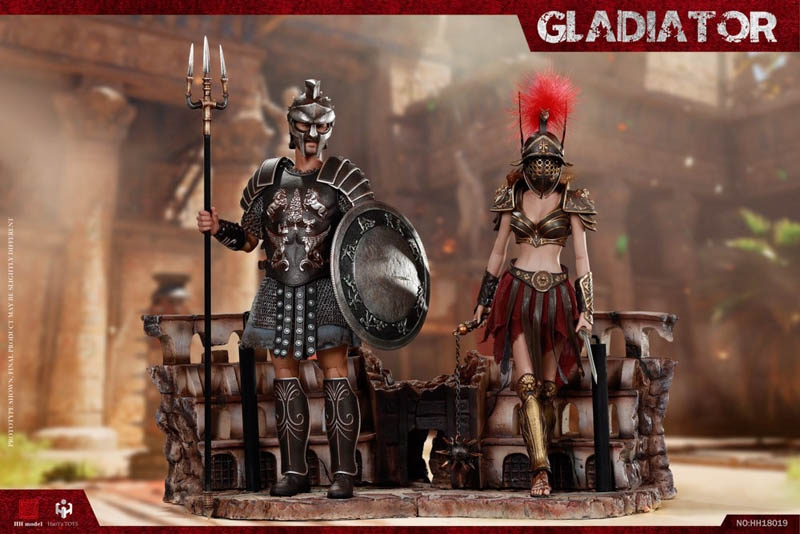 Empire Gladiator Set 2 - Imperial Female Warrior in Red and Empire Gladiator - HY Toys 1/6 Scale Figure