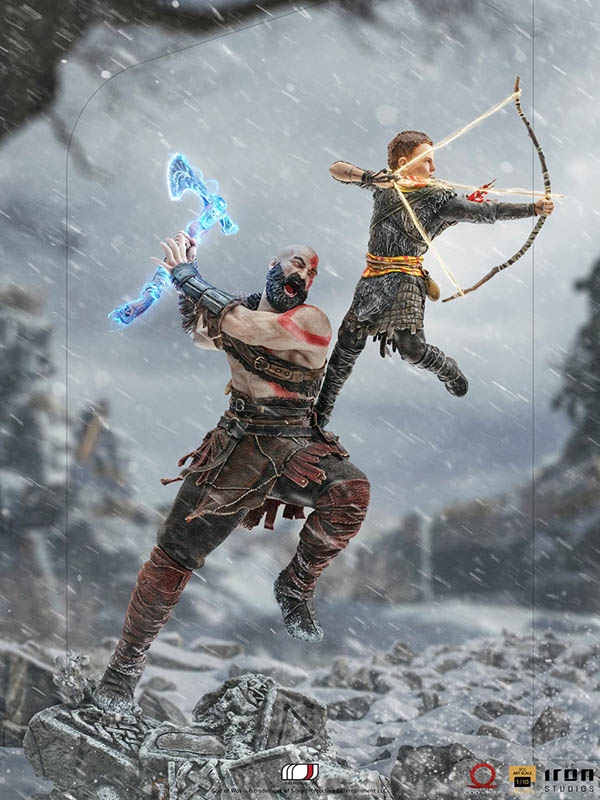 Estatua Iron Studios God Of War - Kratos Y Atreus Escala 1/10 - Figura Coleccionable Pintada A Mano, Con Luces LED