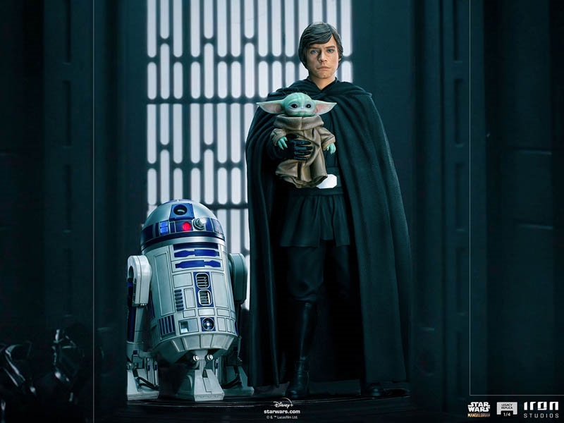 Luke Skywalker R2D2 and Grogu - The Mandalorian - Iron Studios 1/4