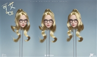 Carys Asian Beauty Head Sculpt with Movable Eyes Version A with Glasses -  JK Toys 1/6 Scale Head Sculpt