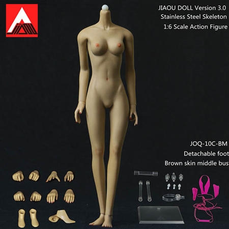 Female Body 3.0 - Metal Core, Detachable Feet - Brown Skin - Jiaou Doll 1/6 Scale Figure