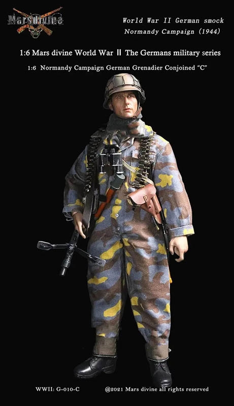 German Camouflage Jumpsuit with Helmet and Sweater Version C - World War II - Mars Divine 1/6 Scale Accessory Set