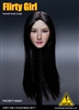 Female Head Sculpt - Black Long Hair - Flirty Girl 1/6 Scale