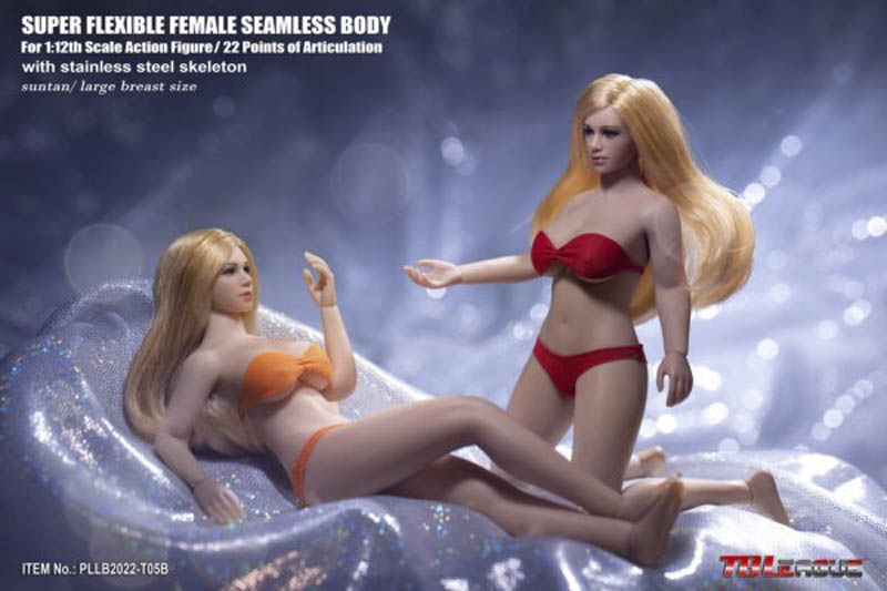 Female Super-Flexible Seamless Bodies Large Bust with Head - Two Versions - TBLeague 1/12 Scale Figure