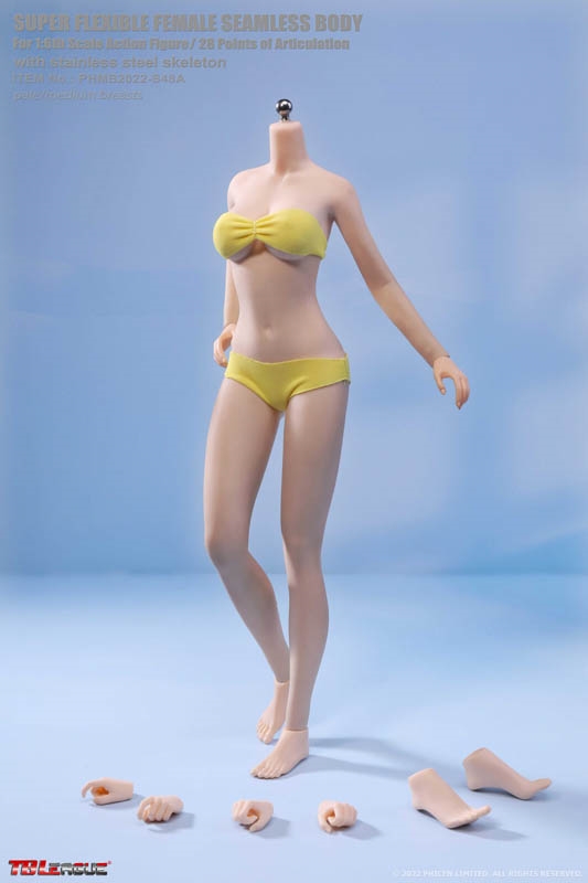 Female Body S48A -Medium Bust - Pale - No Head - Detachable Feet