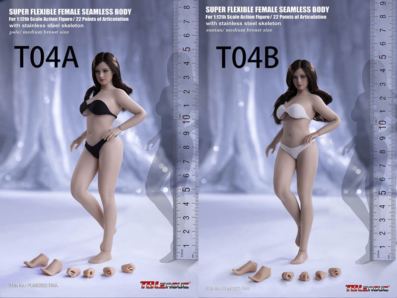 Female Super-Flexible Seamless Bodies Medium Bust with Head - Two Versions - TBLeague 1/12 Scale Figure