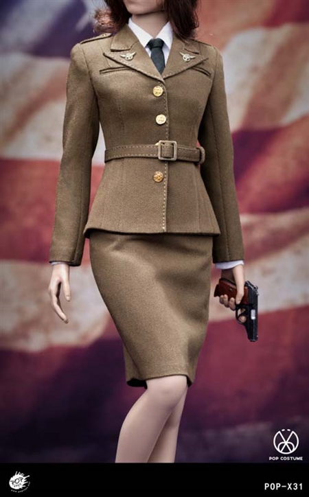 WWII US Army Female Agent Uniform - POP Toys 1/6 Scale Accessory Set