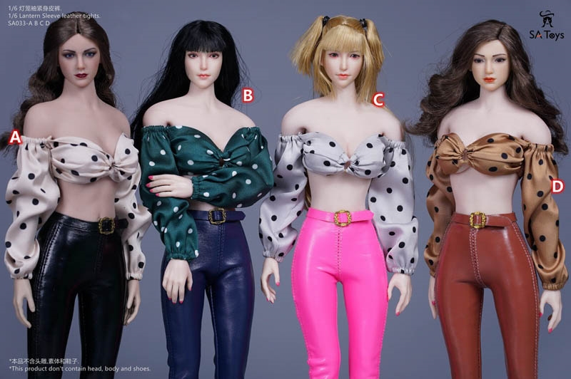 Lantern Sleeve & Tight Leather Pants - Four Color Options - SA Toys 1/6 Scale Accessory