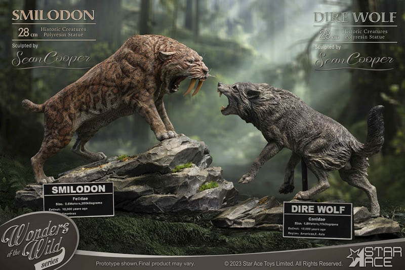Smilodon and Dire Wolf Twin Pack Set - Wonders of the Wild - Star Ace Statue