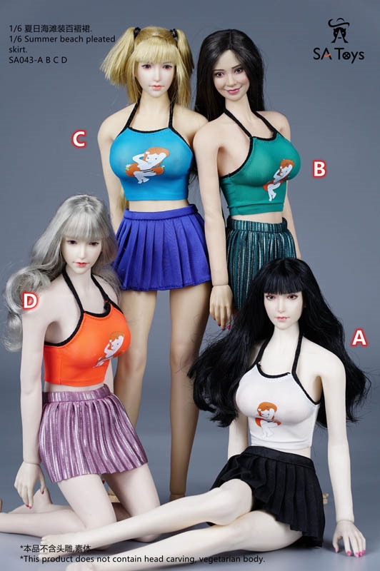 Summer Beach Pleated Skirt - Four Color Options - SA Toys 1/6 Scale Accessory