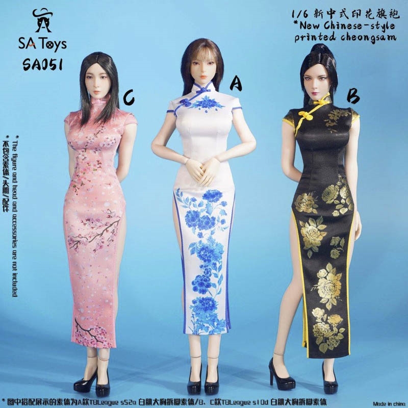 Chinese-style Printed Cheongsam - SA Toys 1/6 Scale Accessory