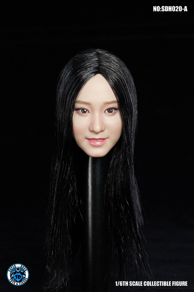 1/6 Beauty Asia Black Short Hair Head Sculpt Fit 12'' Action Figure Toy 
