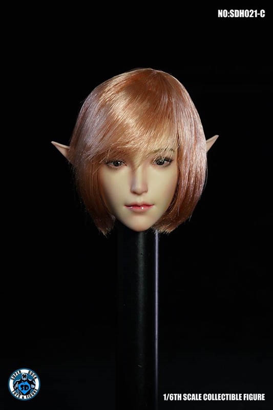 Female Head with Interchangeable Ears - Pink Hair - Super Duck 1/6 Scale Accessory