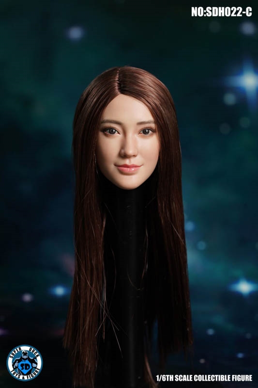 Asian Headsculpt - Brown Straight Long Hair - Superduck 1/6 Scale Figure