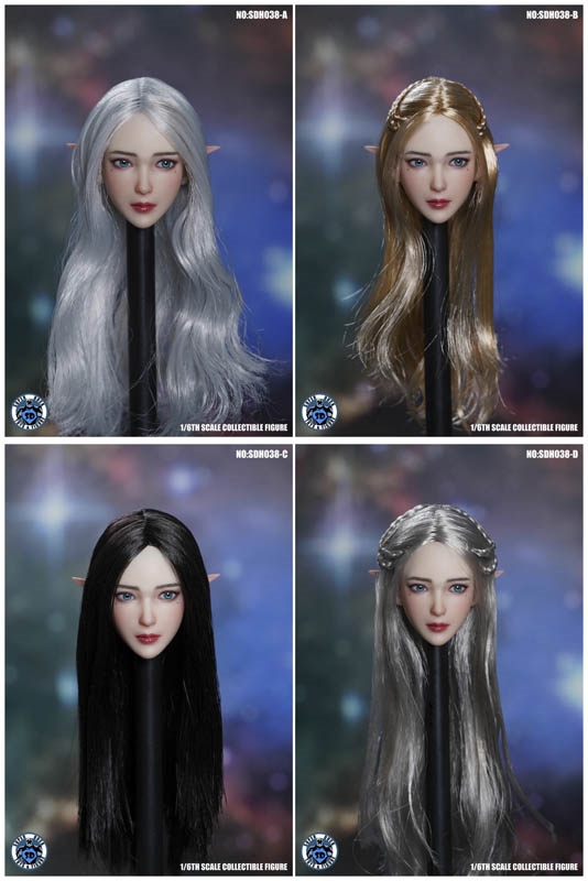 Elf Female Head Sculpture - Four Versions - Super Duck 1/6 Scale Accessory Set