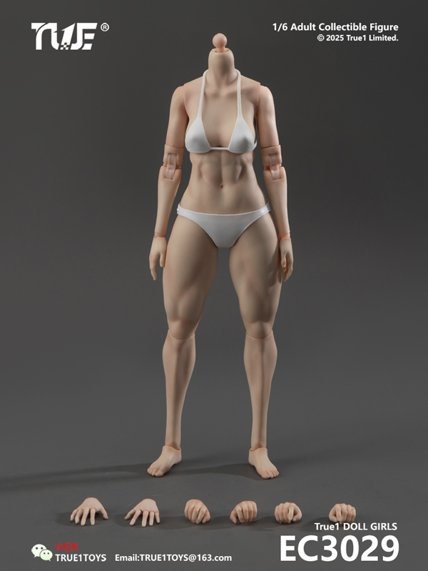 Sporty Girl Muscular Body Medium Bust Fair Skin - True 1 Toys 1/6 Scale Body
