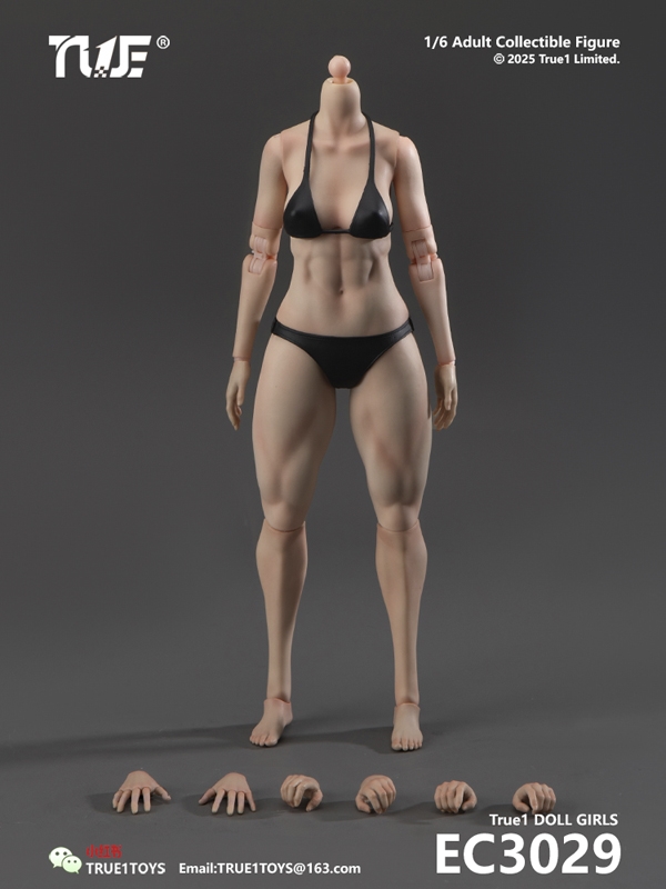 Sporty Girl Muscular Body Medium Bust Light Wheat Skin - True 1 Toys 1/6 Scale Body